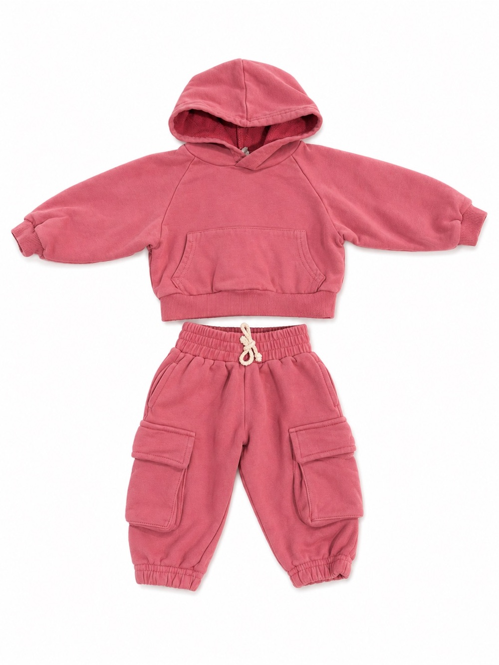 Little One Shop Pink Cargo Hoodie Set 3–6M Matching Sweat Set 100% Cotton